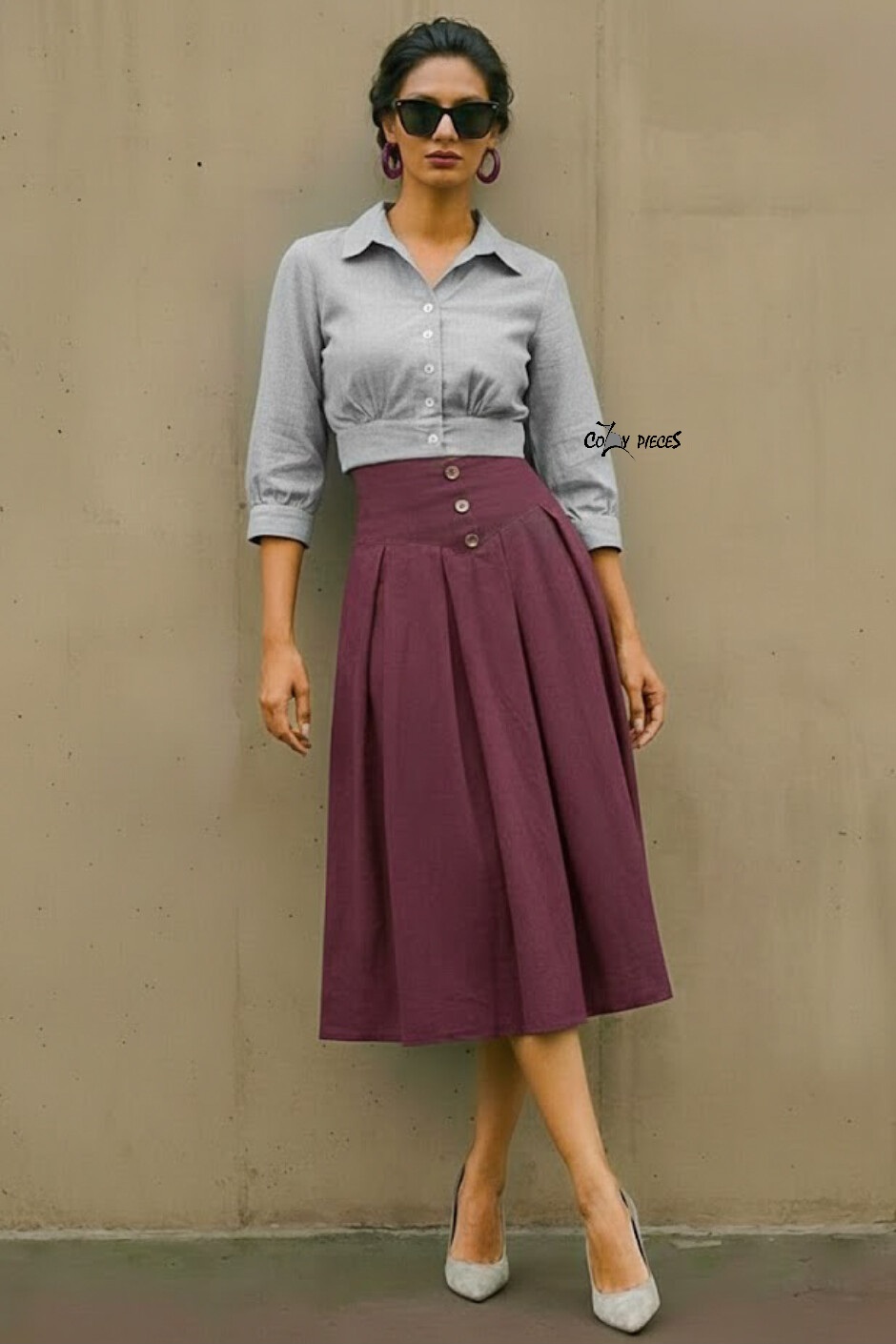 Vera - Pleated Midi Skirt